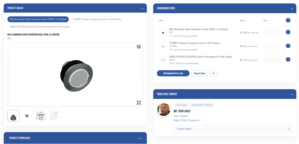 Schlegel product configurator with integrated local sales partner contact